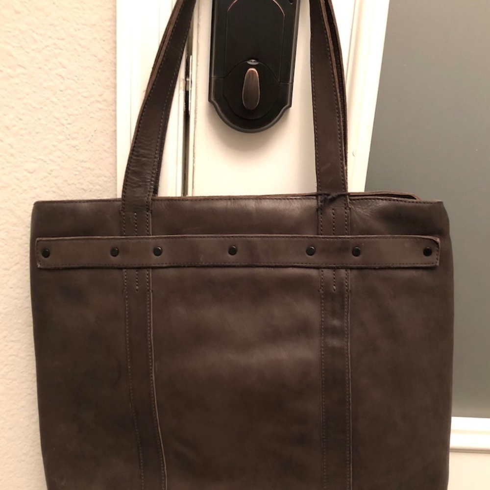 All Saints Brown Leather Tote Bag - Picture 2 of 8